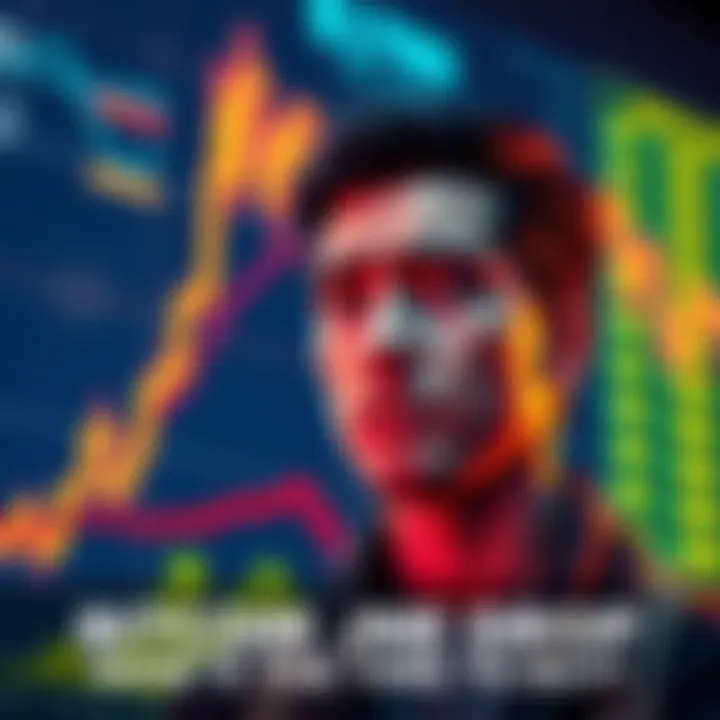A chart showing Bitcoin prices dropping with a person looking concerned, suggesting buying opportunity.