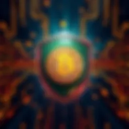 Illustration of a Bitcoin address surrounded by a shield, symbolizing privacy and security in transactions.