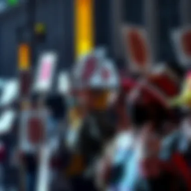 A group of Bitcoin enthusiasts with signs opposing Peter Todd's proposal to lift Bitcoin's 21 million supply cap, showing concern for Bitcoin's future.