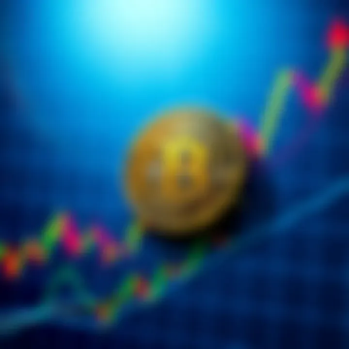 A Bitcoin symbol overlaid on a rising stock chart, representing market growth and investment stability.
