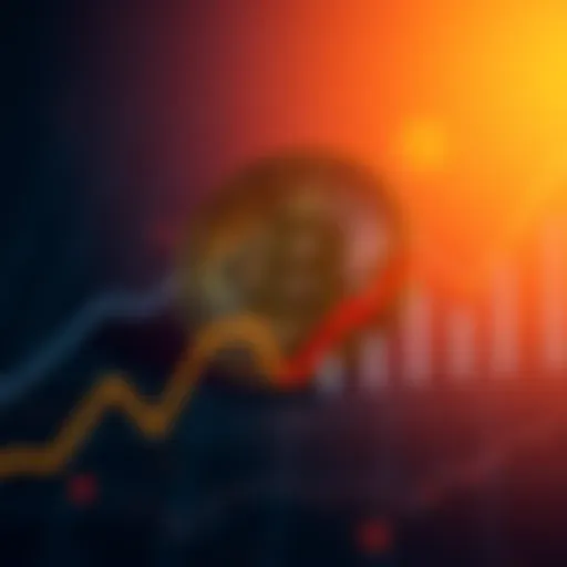 A Bitcoin symbol next to a graph showing growth, highlighting increased interest in Bitcoin as a safe investment during uncertainty in Russia.