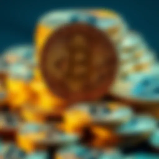 A collection of shiny Bitcoin coins stacked together, highlighting the concept of scarcity in cryptocurrency.
