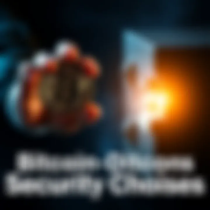 A person holding a Bitcoin symbol in one hand and a locked safe in the other, representing the choice between exchange and self-custody.