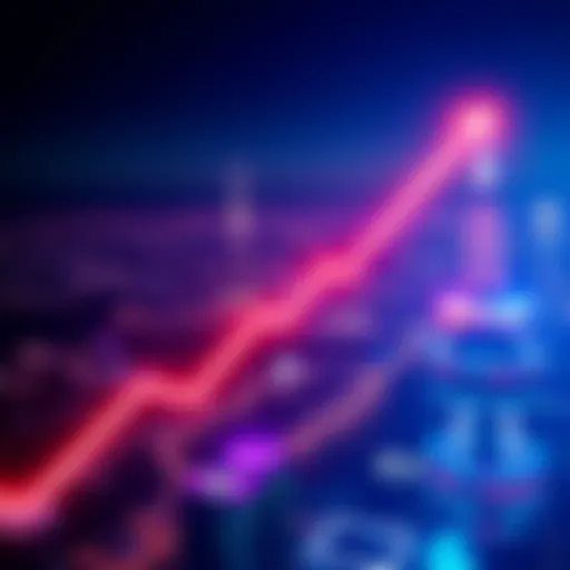 A graphic showing Bitcoin reaching new heights with an upward trend line and a futuristic city skyline in the background.