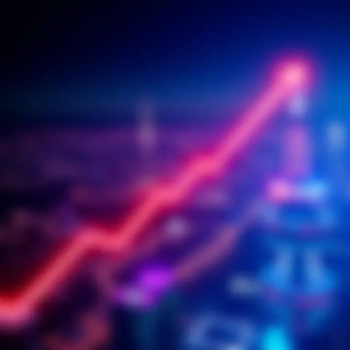 A graphic showing Bitcoin reaching new heights with an upward trend line and a futuristic city skyline in the background.