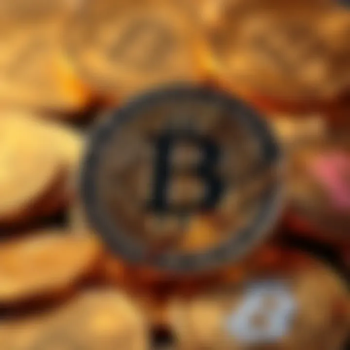 Bitcoin Concept with a Split Visual representation of Bitcoin coins with a split effect, symbolizing potential stock-split-like benefits for accessibility and investments.