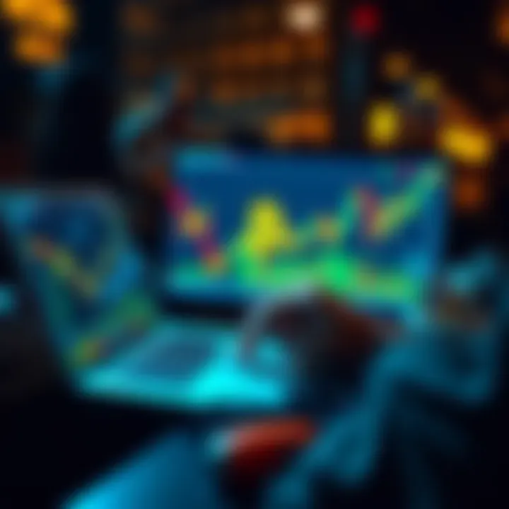 A person analyzing Bitcoin market trends on a laptop, representing a steady investment approach.