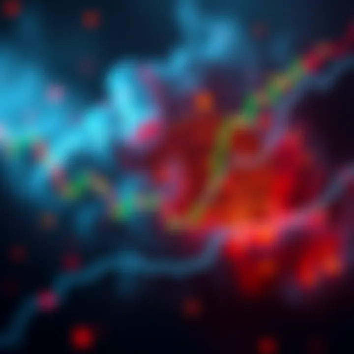 A graphic showing Bitcoin symbol with a bullish trend line amidst stormy market indicators