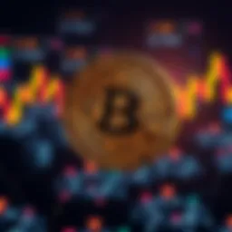 A digital representation of Bitcoin hovering below the 83K resistance level, with market indicators showing a downward trend.