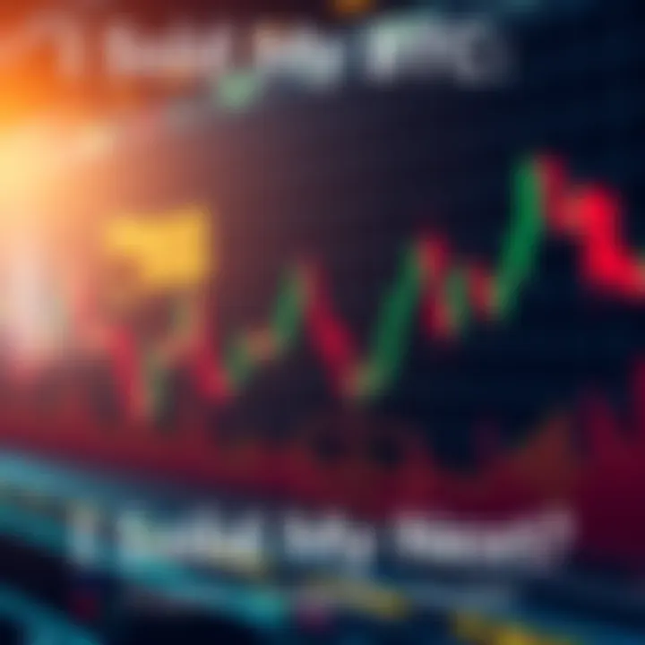 A graph showing Bitcoin price fluctuations with arrows indicating market trends and movements.