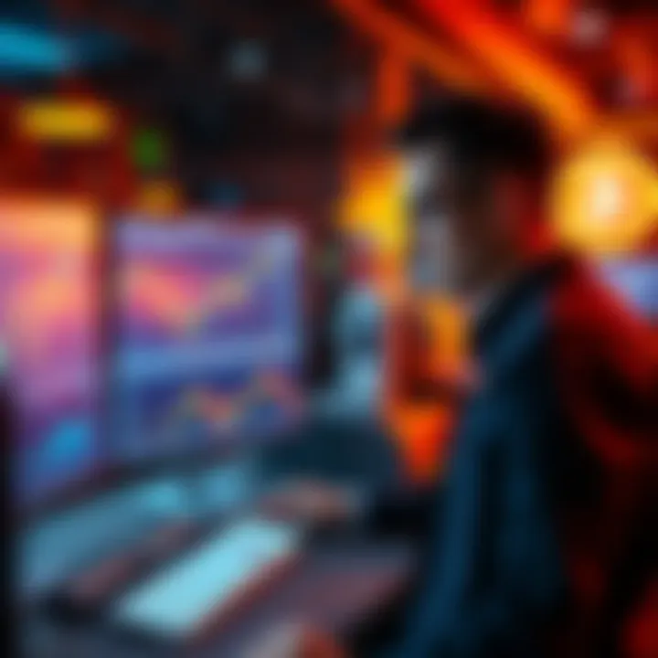 Bitcoin Trading Strategy A trader looking at Bitcoin charts and analyzing market trends on a computer screen