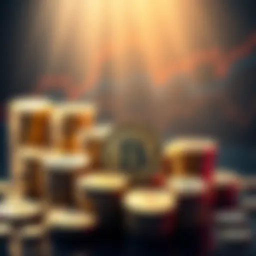 A visual representation of Bitcoin treasuries with stacks of Bitcoin coins and charts showing institutional investment trends.