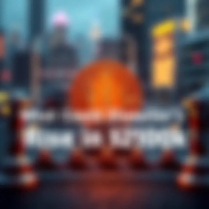 Bitcoin symbol with barriers representing regulations and technology issues