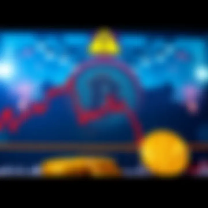 Bitcoin value decline A graph showing Bitcoin's value dropping with a warning sign in the background