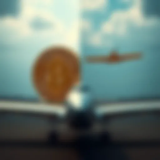 A side-by-side comparison of Bitcoin logo and an early airplane model, illustrating their journeys in technology.