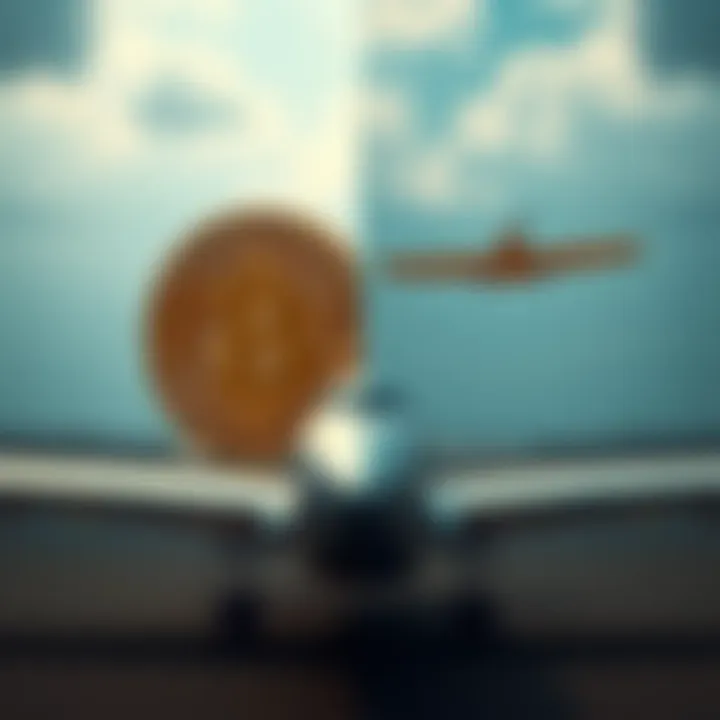 A side-by-side comparison of Bitcoin logo and an early airplane model, illustrating their journeys in technology.