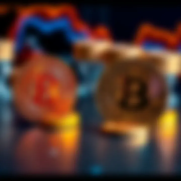 A visual comparison between Bitcoin and Bitcoins showcasing a single Bitcoin symbol and multiple Bitcoin symbols, highlighting the difference.