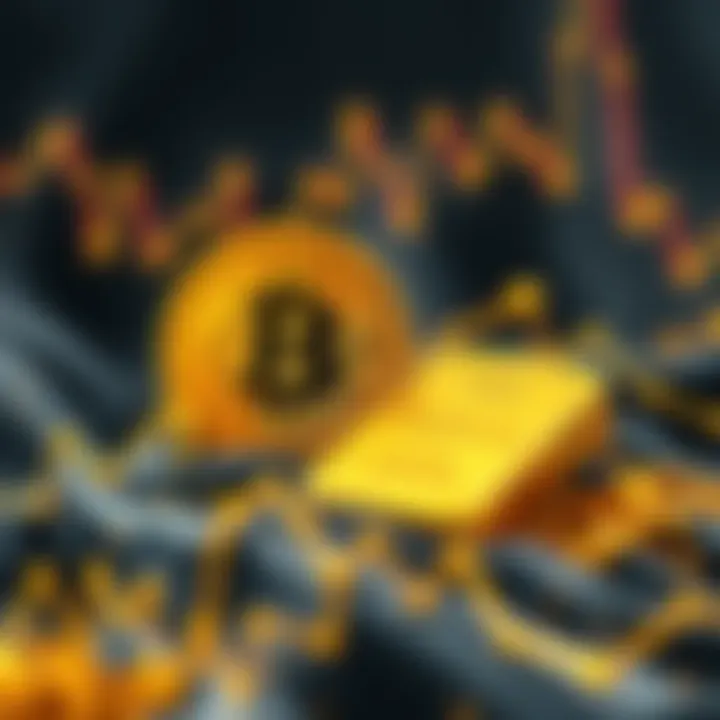 A graphic showing Bitcoin and Gold forecasts with Bitcoin symbol and gold bars