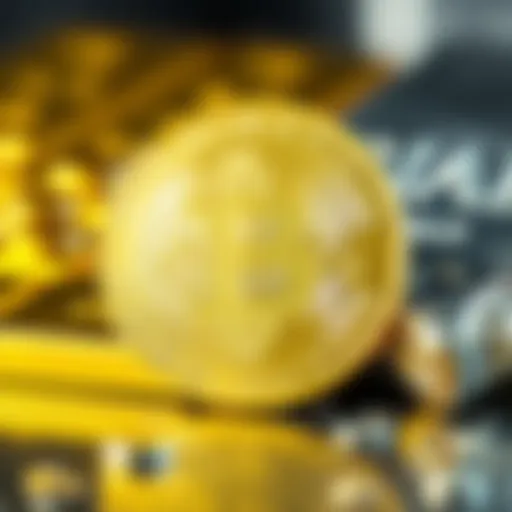 Bitcoin symbol in the foreground with gold and silver bars in the background, representing the competition between cryptocurrencies and precious metals during a financial crisis.