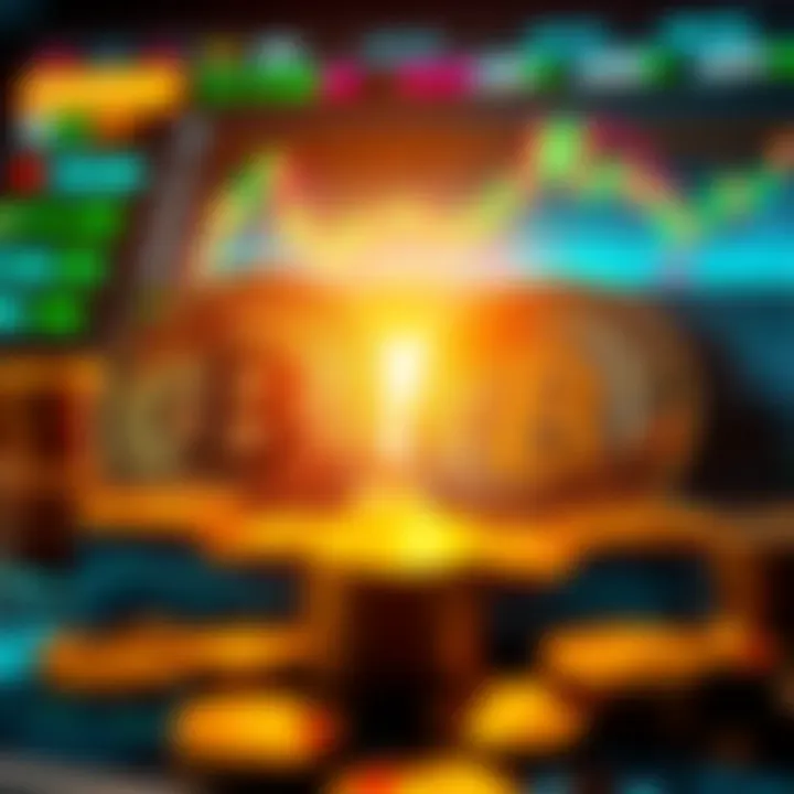 A visual comparison showing Bitcoin coins and Stablecoins, indicating their roles in the crypto market, with graphs and charts depicting their popularity and functionality.