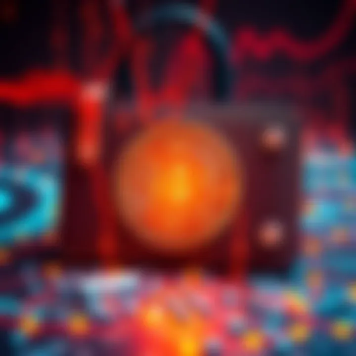 A graphics representation of a Bitcoin wallet with circuits and code, symbolizing the challenge to unlock 6 BTC. Participants are using GPUs to crack codes.