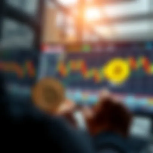 A person withdrawing Bitcoin from a digital trading platform, showing a computer screen with Bitcoin graphics and a wallet symbol