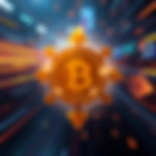 A bright Bitcoincash logo surrounded by arrows indicating speed and low fees, symbolizing its advantages in cryptocurrency transactions.