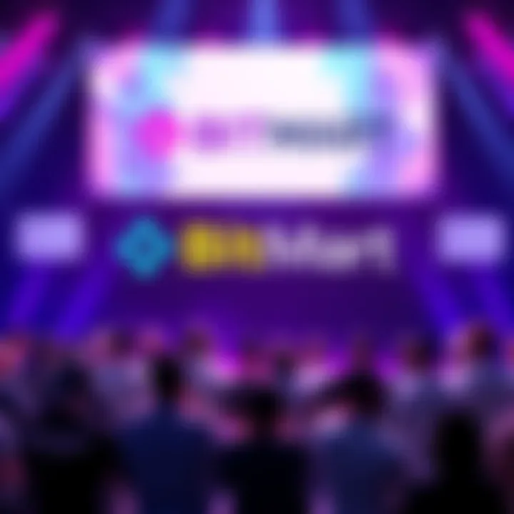 BitMart and Ritestream logos with a backdrop of Web3 founders on stage showcasing their projects during Cryptoknights Season 2