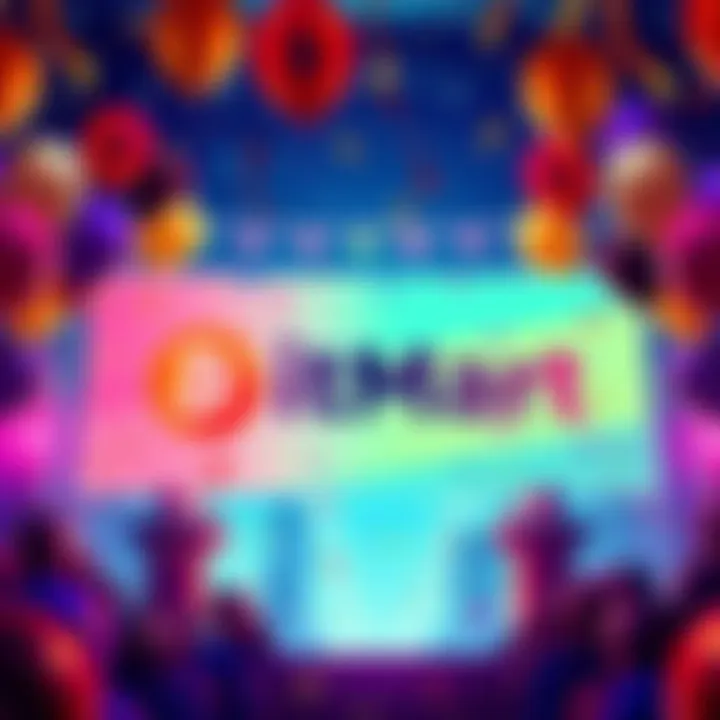 A festive scene showing a BitMart banner with balloons and confetti, celebrating eight years in crypto