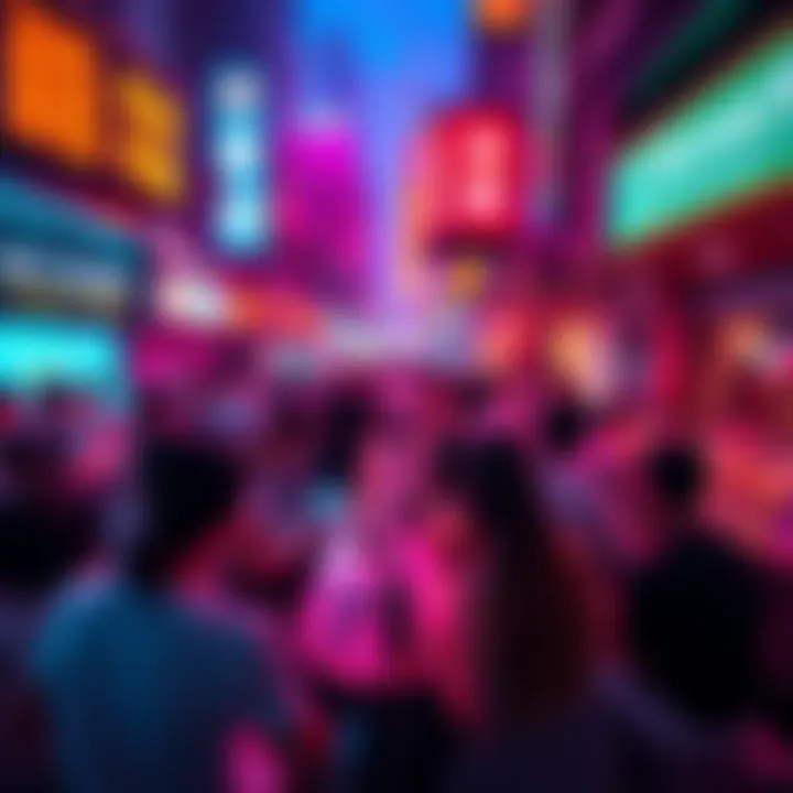 A vibrant party scene in Lan Kwai Fong with people enjoying drinks and live DJ performances for BitMart's event during Consensus HK
