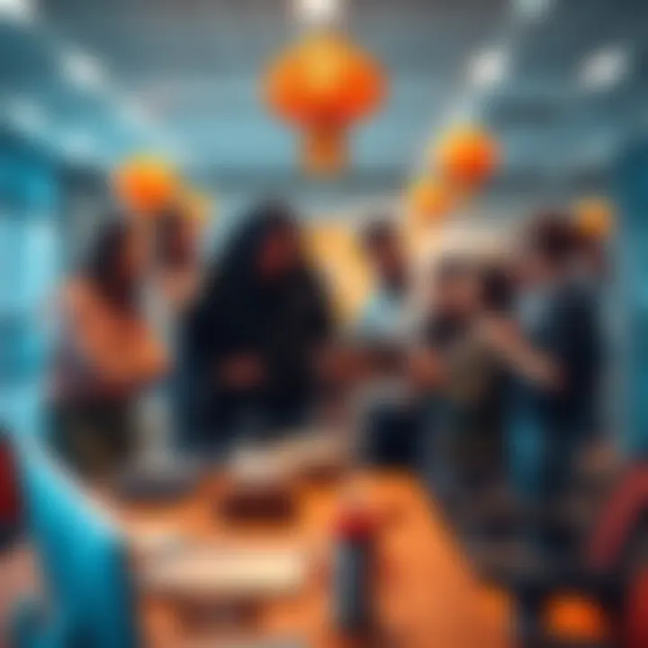 BitMart Team Expansion A diverse group of people collaborating in a modern office, symbolizing growth and teamwork at BitMart.