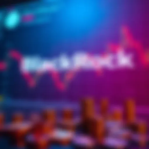 A visual representation showing a stock chart declining with cryptocurrency symbols and BlackRock's logo in the background