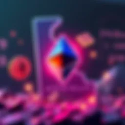 Illustration of BlackRock's logo with Ethereum symbols and Delaware state outline in the background