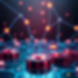 A digital illustration showing gaming tokens and a blockchain network connecting different gaming platforms, symbolizing the future of gaming without physical discs.