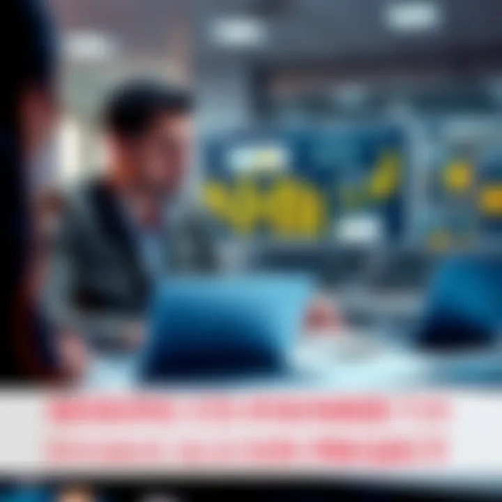 Blockchain Project Collaboration Two people discussing a blockchain project with a laptop and notes on a table