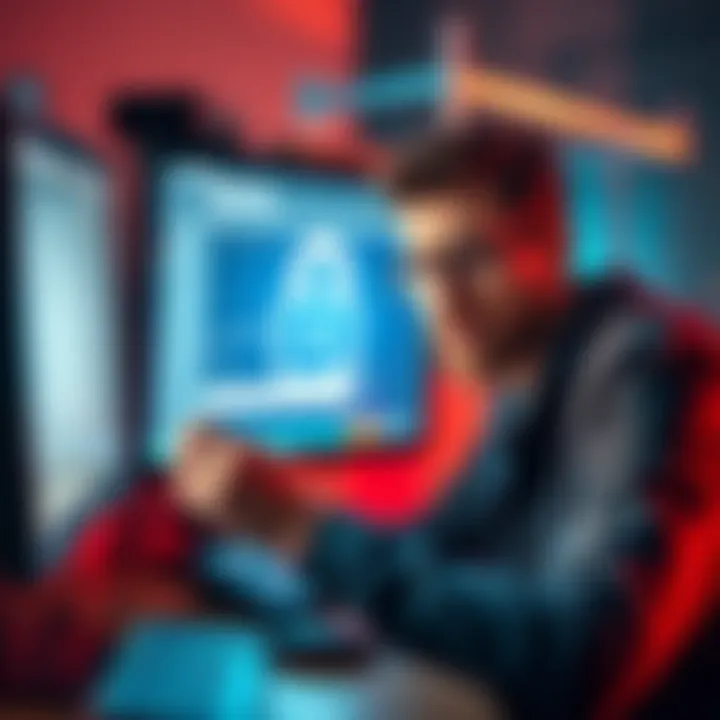 Blockchain.com Wallet Blocked A person looking frustrated while using a computer, showing a locked wallet icon on the screen, symbolizing issues with Blockchain.com wallet access.