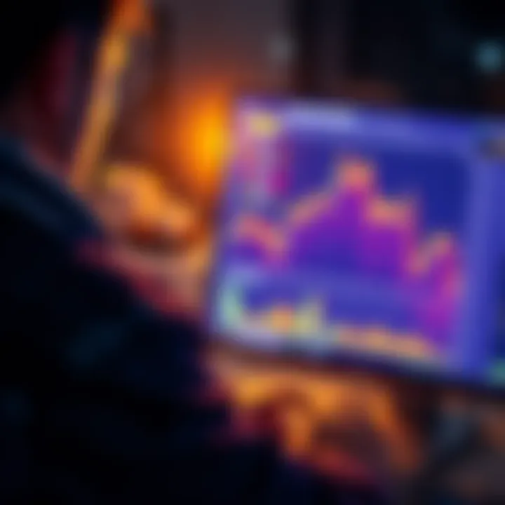 A person examining a computer screen showing Bolivarcoin cryptocurrency charts and market data.