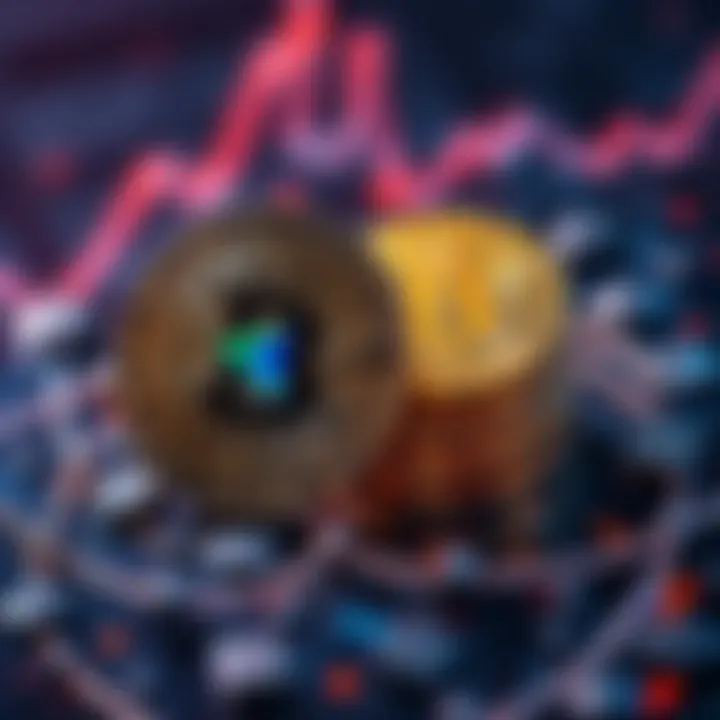 A graphic showing Bitcoin and Cardano logos, symbolizing the borrowing of stablecoins against Bitcoin on the Cardano blockchain