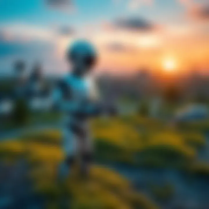 A robot holding a property deed while standing on a plot of land