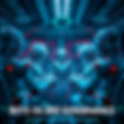 A group of robotic figures discussing governance decisions in a virtual space, symbolizing the influence of bots in DAOs.