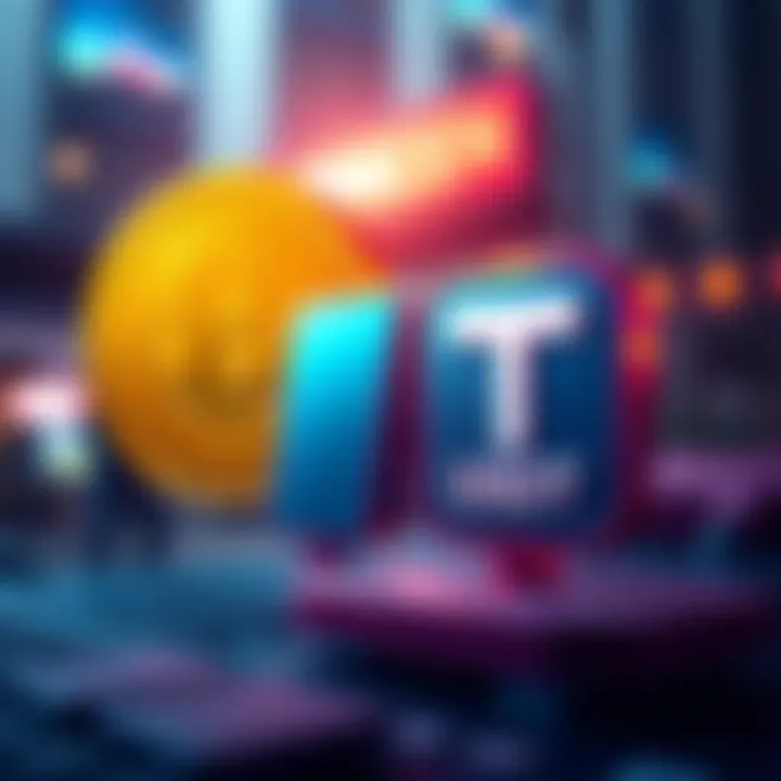 A graphic showing a Bitcoin symbol transitioning to a Tether symbol, emphasizing quick and private cryptocurrency exchange options in the UK.