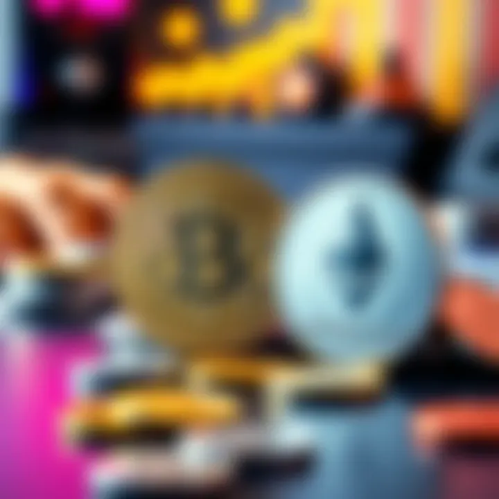 Bitcoin and Ethereum coins on a table A visual comparison of Bitcoin and Ethereum coins, representing the choice between the two cryptocurrencies