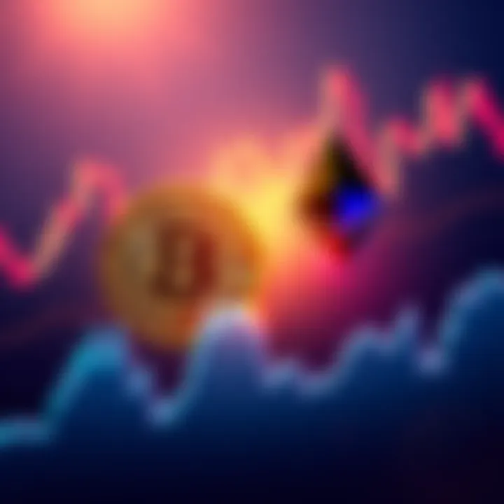 BTC and ETH Market Trends Chart showing Bitcoin's steady growth and Ethereum's decline, highlighting their market trends.