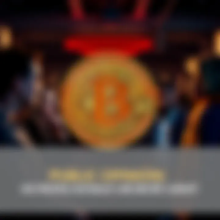 People discussing the BTC logo A group of people sharing opinions about the Bitcoin logo design in a casual setting