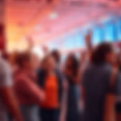 Group of diverse people discussing and celebrating in a vibrant setting, showing signs of optimism and growth in the market.