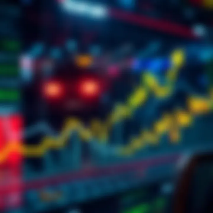 A chart showing upward market momentum with bullish indicators and retail sentiment changes.