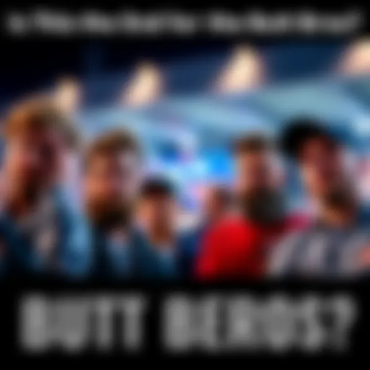 A group of fans discussing the future of the Butt Bros, showing concern and uncertainty on their faces.