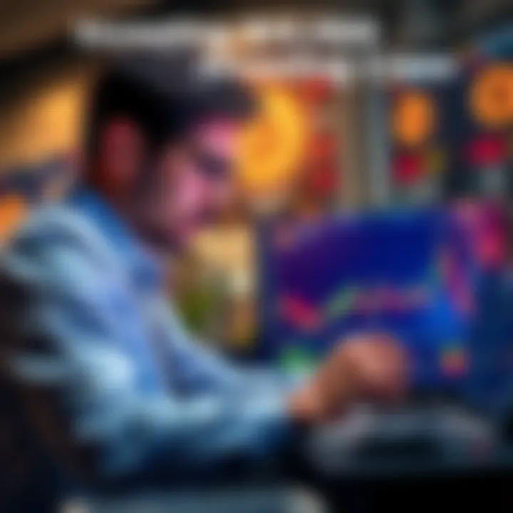 A person looking at Bitcoin charts on a laptop while contemplating an investment