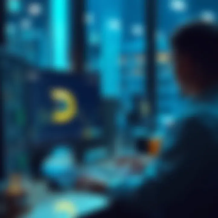 A person using a computer to buy Dovu cryptocurrency on the Kraken platform