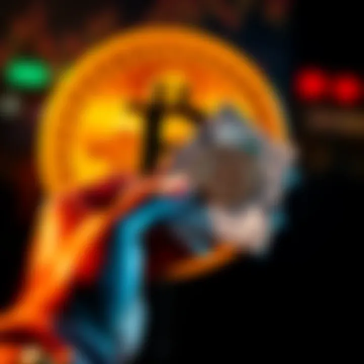 A person holding cash with a Bitcoin symbol in the background, looking to buy Bitcoin for $100 to $200 AUD.